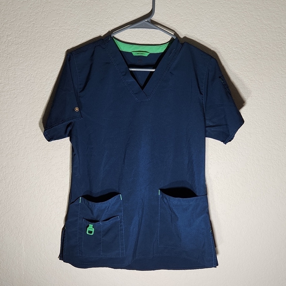 Carhartt Shirt Size S Force scrubs top size S/M navy blue green